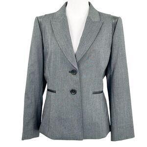 Tahari Arthur S Levine Gray Black Jacket Size 8 Petite Women Lined Blazer